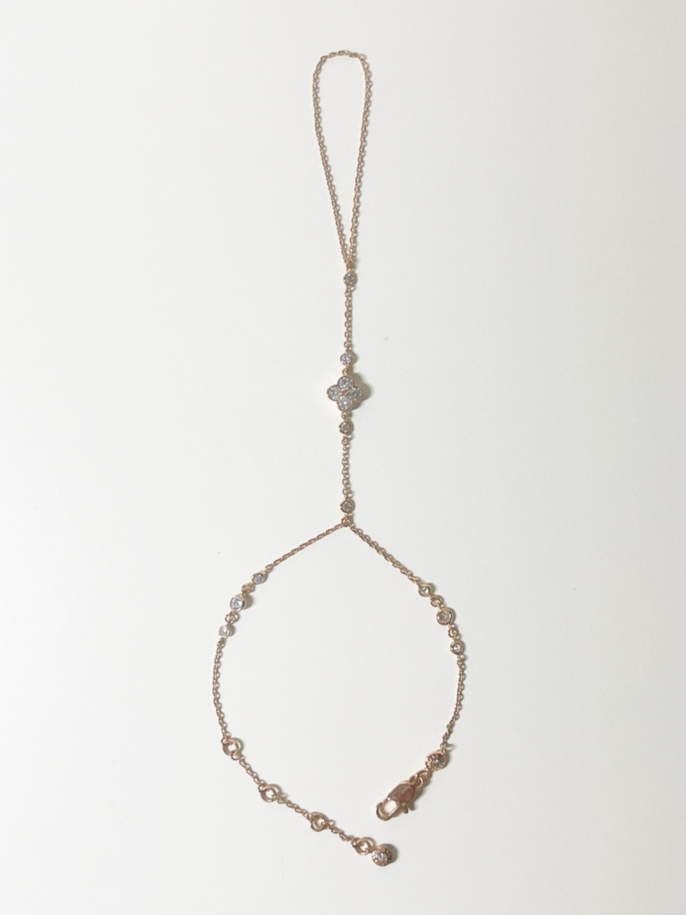Henri Bendel Rose Gold Luxe Collection Crystal Flower Hand Chain